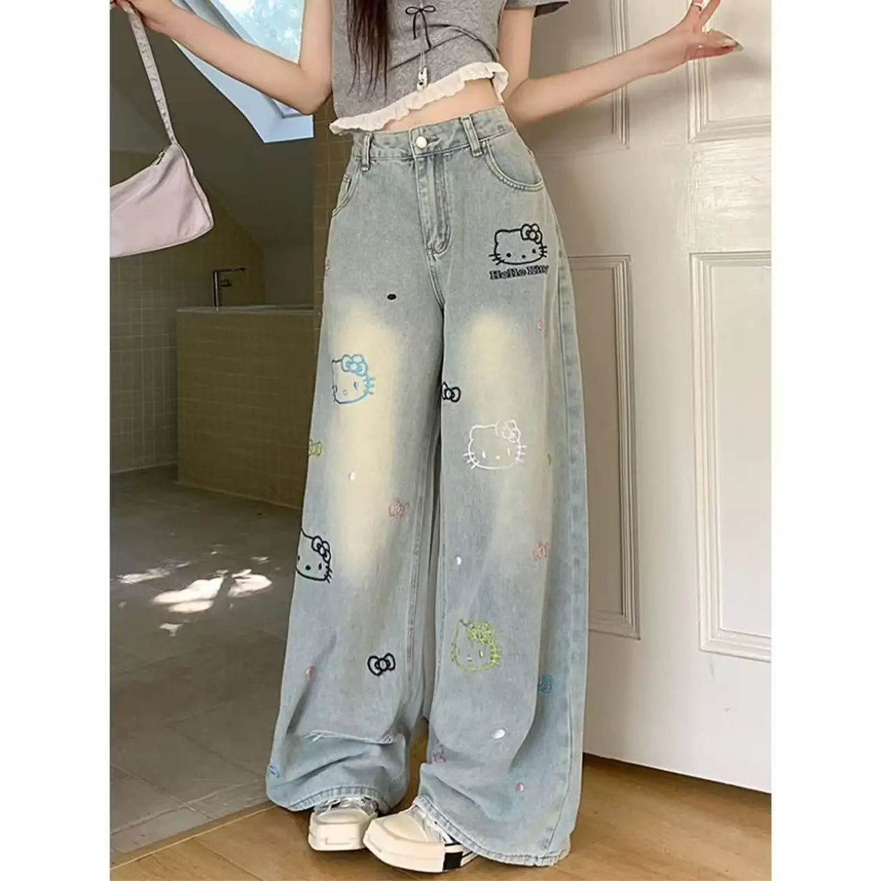 Wide-Leg Pants High Waist New Style Loose Jeans