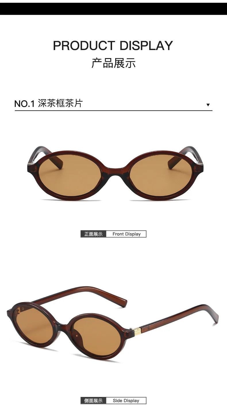 Fashion Oval Simple Literary Sunglasses Women Retro Small Frame Commuting Sunglasses Luxury Brand Design Travel Sunglasses UV400