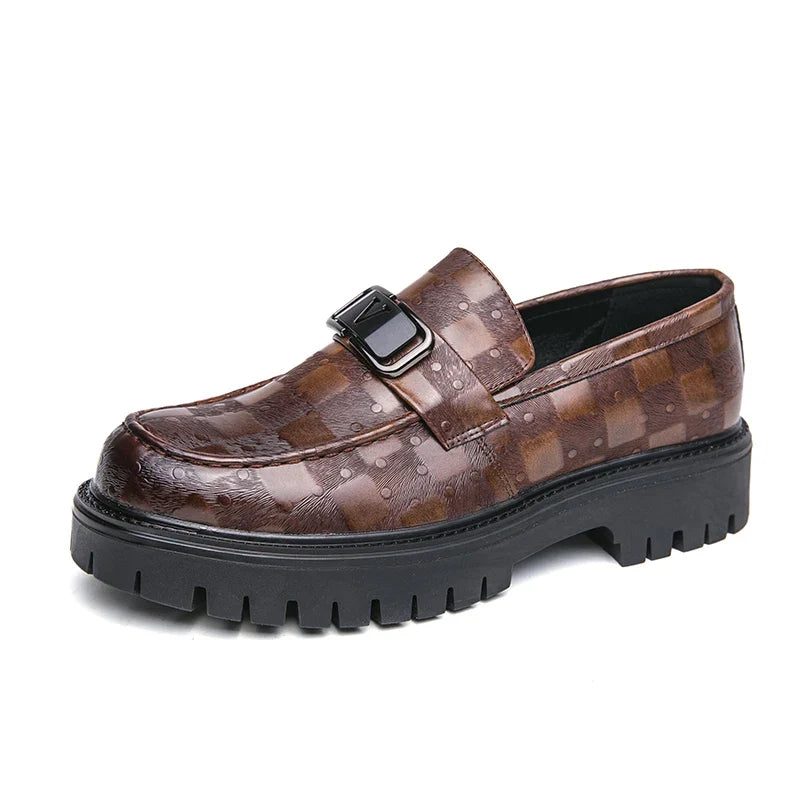 New Platform Men's Casual Shoes Comfortable Fashion Luxury Loafers Men's Leather Shoes Heightening Loafers Beans Driving Shoes