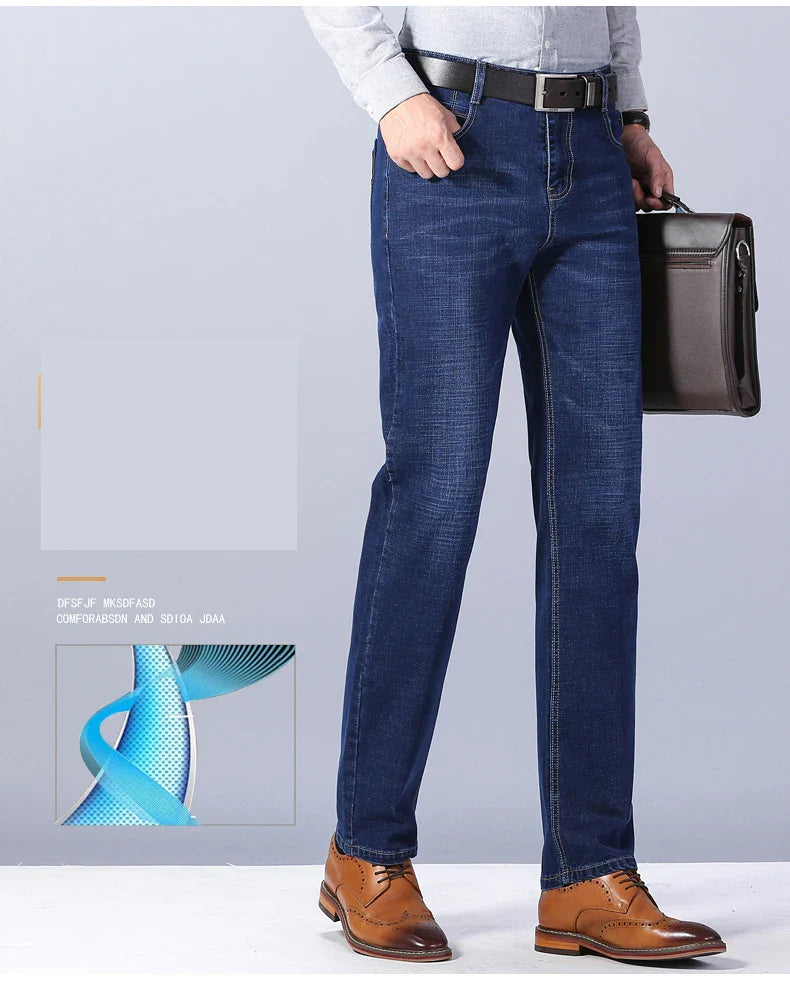 Men's Slim Fashion Denim High Quality Male Pants Elastic Black Blue Leisure Jeans Brand Clothing