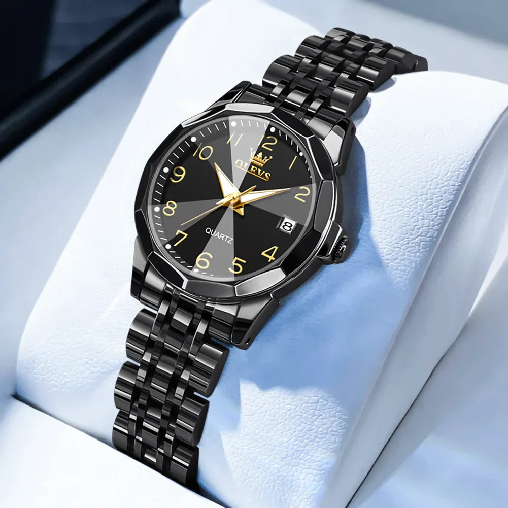 Elegant Fashion Women's Watches Luxury Brand Original Quartz Watch for Ladies Waterproof Stainless Steel Luminous Date