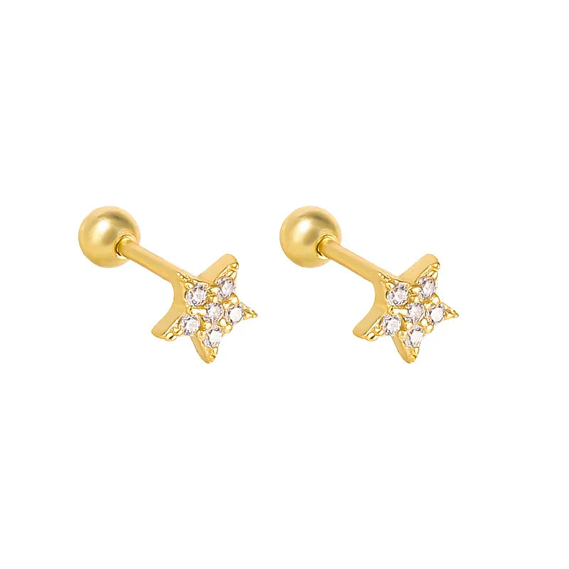 925 Sterling Silver Fashion Simple Golden Flower Beads Small Stud Earrings for Women Teen Piercing Jewelry Accessories