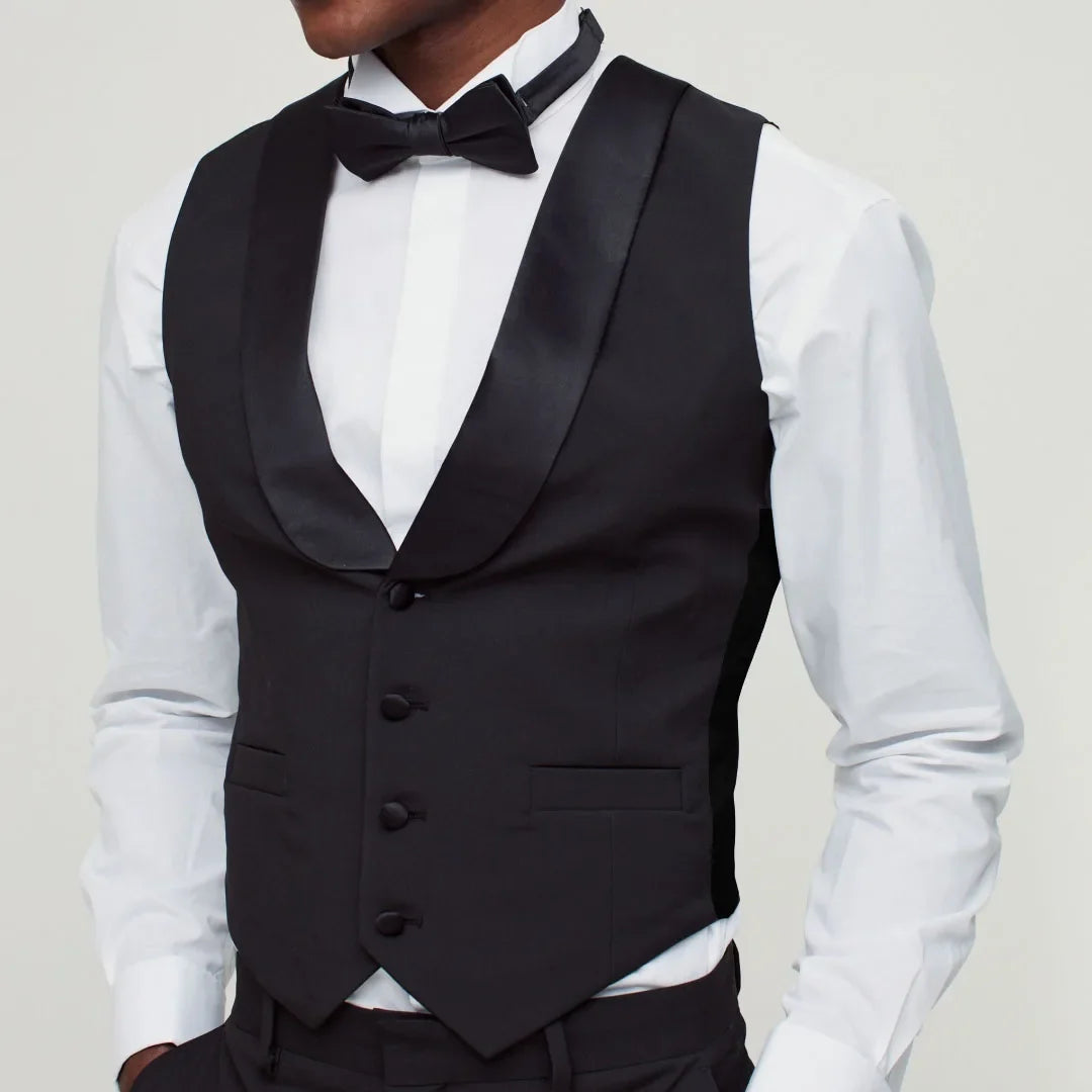 Men Vest Black With Lapel Single Button Waistcoat For Wedding Birthday Party Prom Business Work Daily Casual Men Suit Vest