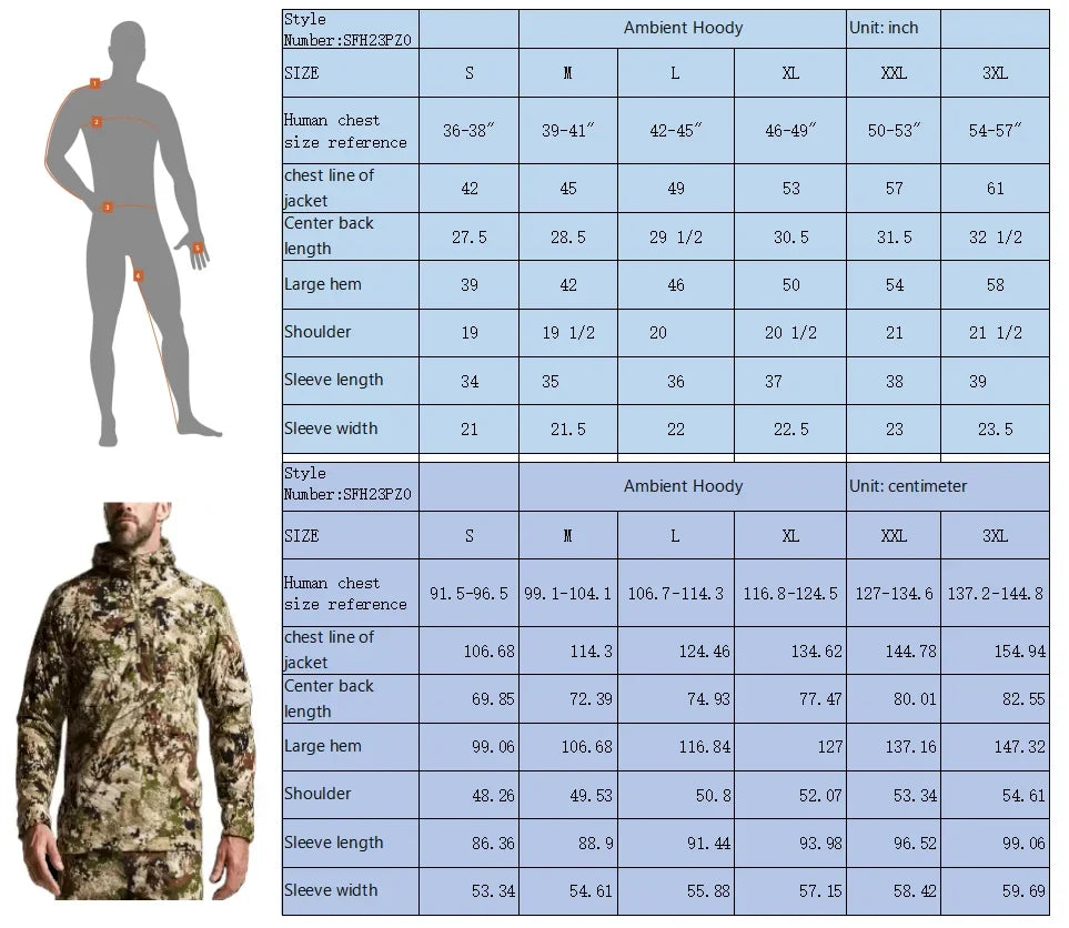 Men's Stretch Camouflage Jacket, Hunting Pullover, Light Nylon Fabric Printed Plush Lining Hoodie