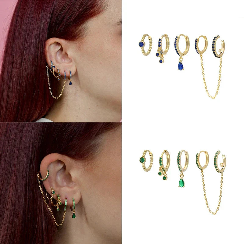 ROXI Ear Jewelry Set Water Drop Suit Earrings For Women Fashion Tassel Hoop Earring Piercing Pendientes Casual Street Jewelry