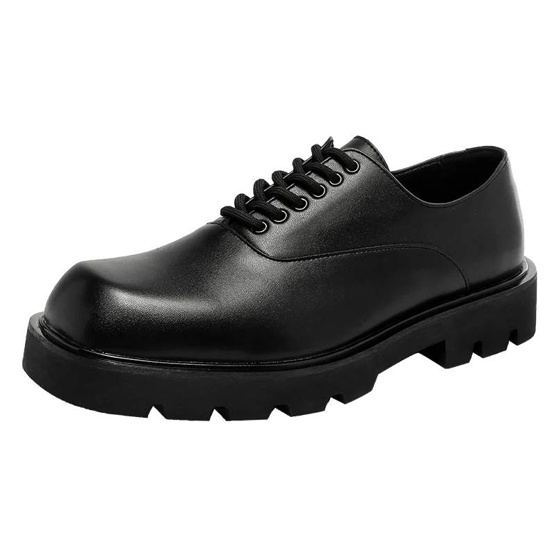 Trendy gentleman men's casual thick soled leather shoes Minimalist and versatile style Fashion Party Office Elevated Shoes