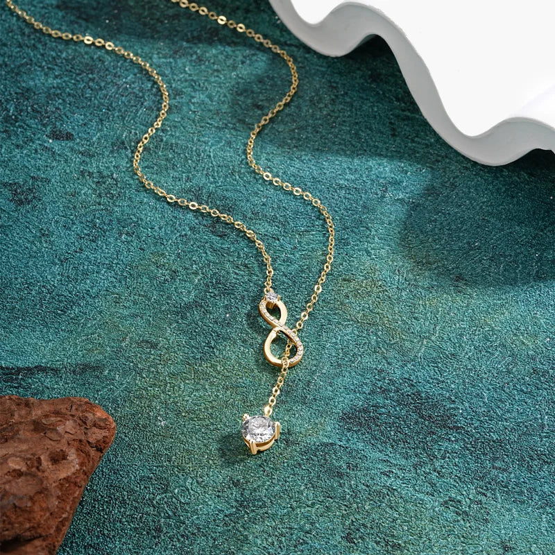 Round Moissanite Y-shape Lariat Cross Heart Infinite Pendant Necklace Chain for Women 925 Sterling Silver Jewelry Gifts