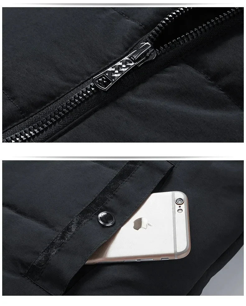 Puffer Jacket Men's Plush Thickened Parkas Stand Collar Jacket Men's Coat Winter Warm Thick Zipper Coat Padded Overcoat for Men