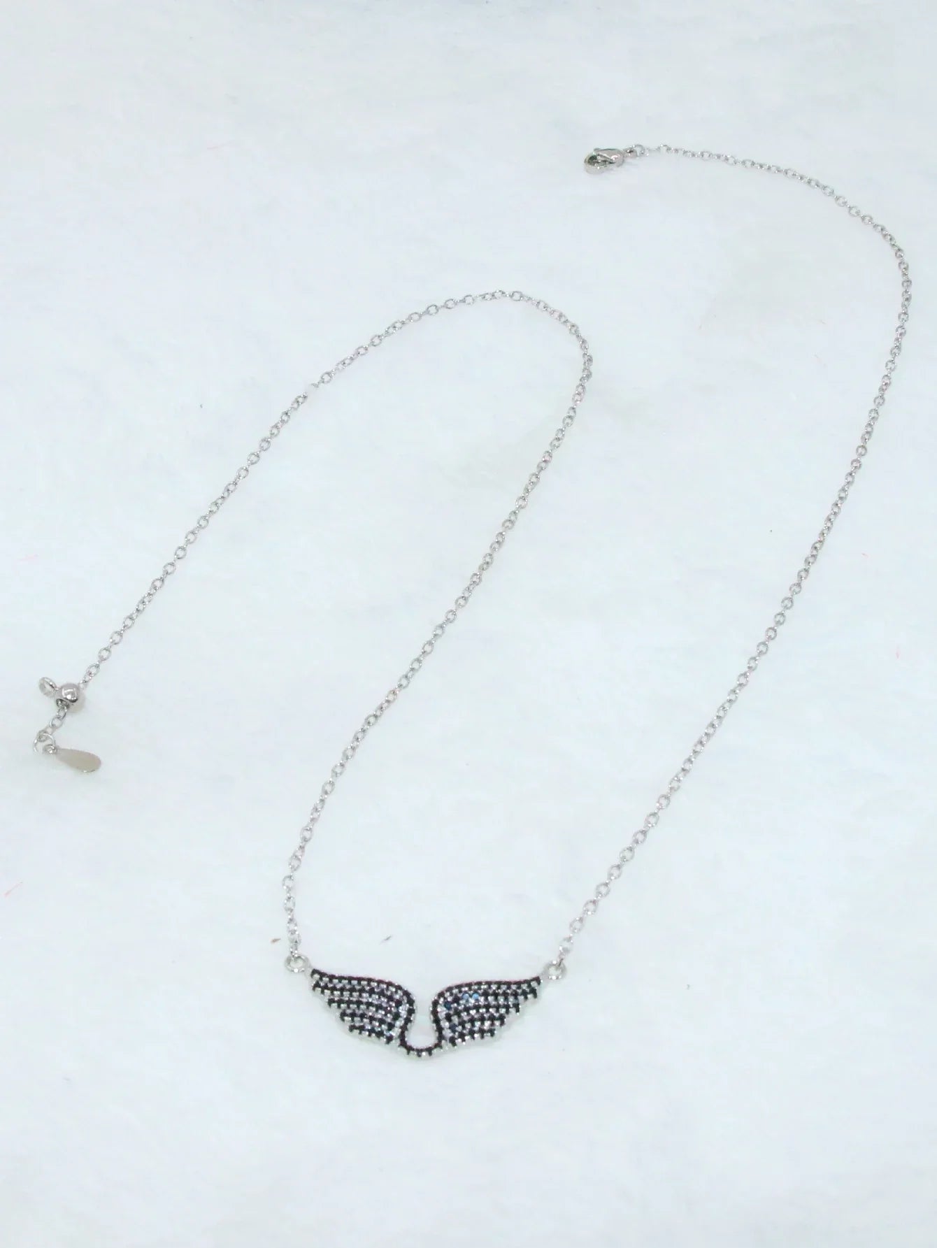 Delicate Women 24K Gold Plated Zircon Angel Wing Chain Pendant Necklace