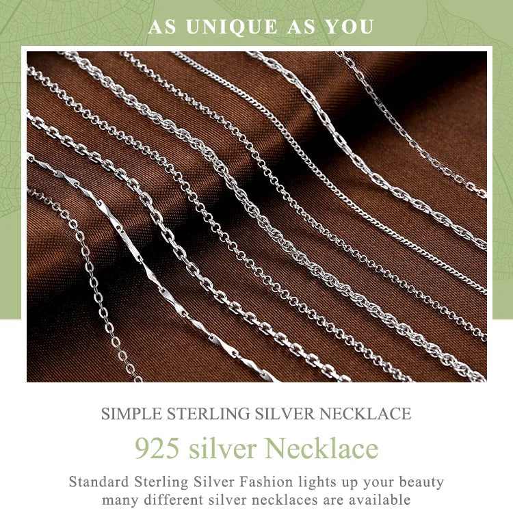 Classic Basic O-chain Solid 925 Sterling Silver Lobster Clasp Adjustable Necklace Box Cable Chain DIY Jewelry for Women