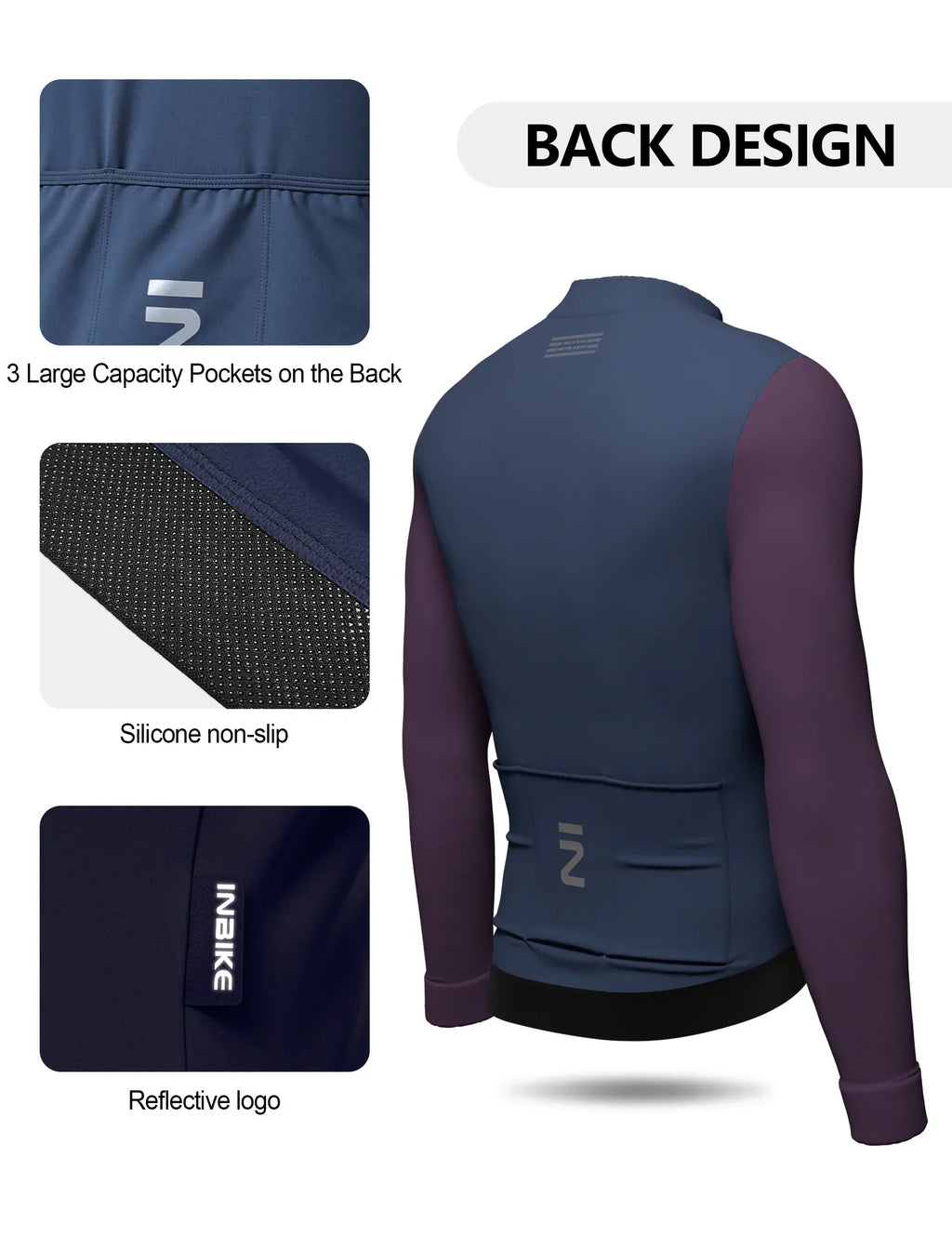 Winter Cycling Clothing for Men Fleece Cycling Sets Long Sleeve Jersey with Pockets Long Bicycle Bib Pants for Road Bikes