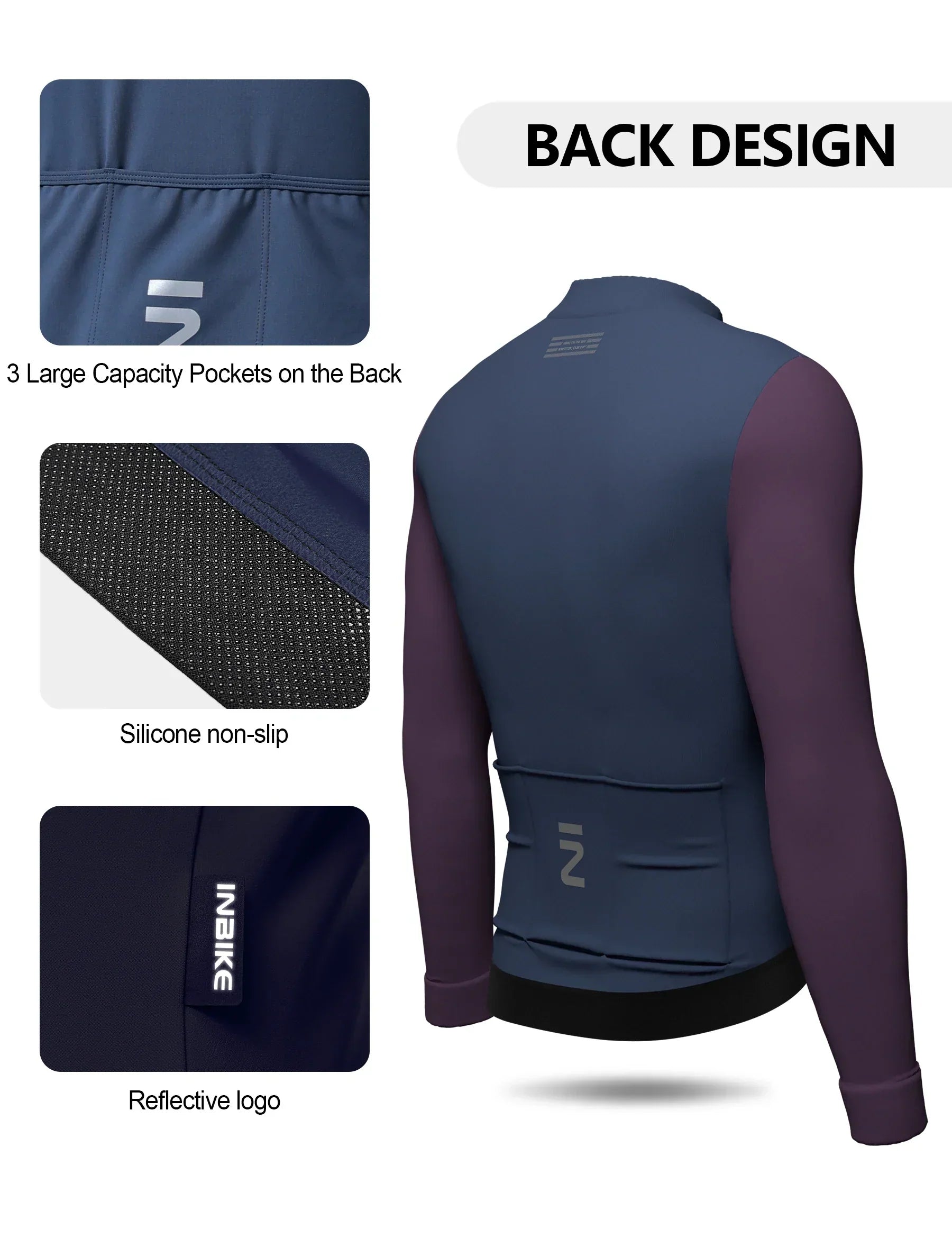 Winter Cycling Clothing for Men Fleece Cycling Sets Long Sleeve Jersey with Pockets Long Bicycle Bib Pants for Road Bikes
