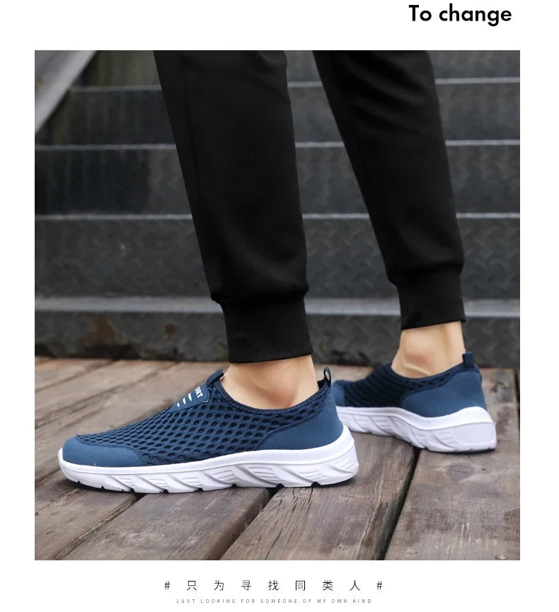 Lightweight Men Casual Shoes Breathable Slip on Male Casual Sneakers Anti-slip Men's Flats Outdoor Walking Shoes Size 39-46