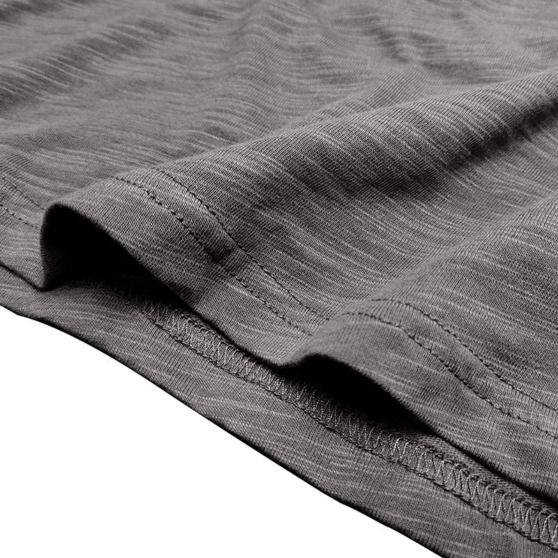 New Autumn Long Sleeve T-Shirt Mens Casual Solid Color Top Henley Neck Slim Versatile Work T-shirt Breathable Outdoor Thin Tee