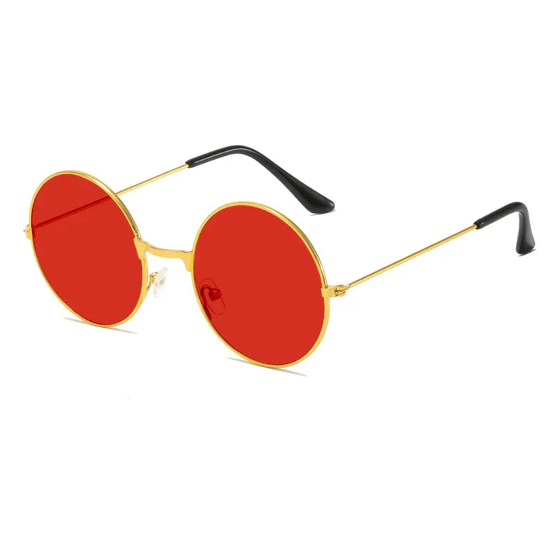 Classic Vintage Round Frame Sunglasses For Men Women Brand Design Ocean Red Yellow Metal Circle Sun Glasses Unisex Eyewear 2025