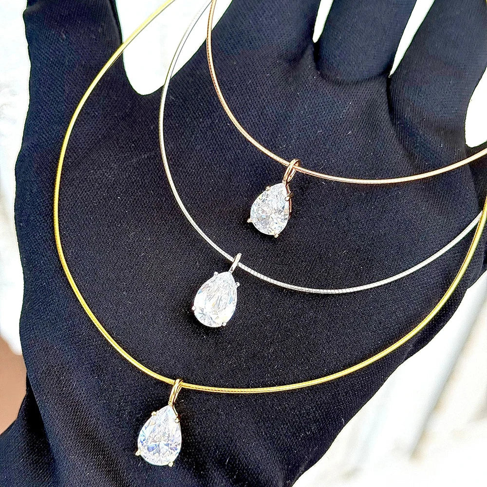 1.8carat Solitaire Pear Cut Moissanite Diamond Pendant Necklace 925 Sterling Silver Waterdrop Shape Necklaces Choker for Women
