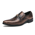 Retro Bronze Loafers Non-Slip Men Shoes Pointed Toe Dress Leather Shoes Luxury Brand Social Dress Shoe Male Comfortable for Men