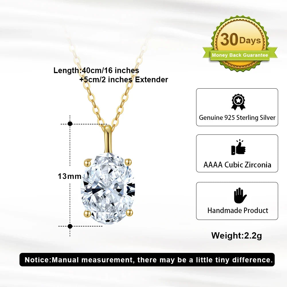 Classic Dainty 925 sterling Silver Princess Cut Solitaire Cubic Zirconia Pendant Necklace for Women Jewelry APN12