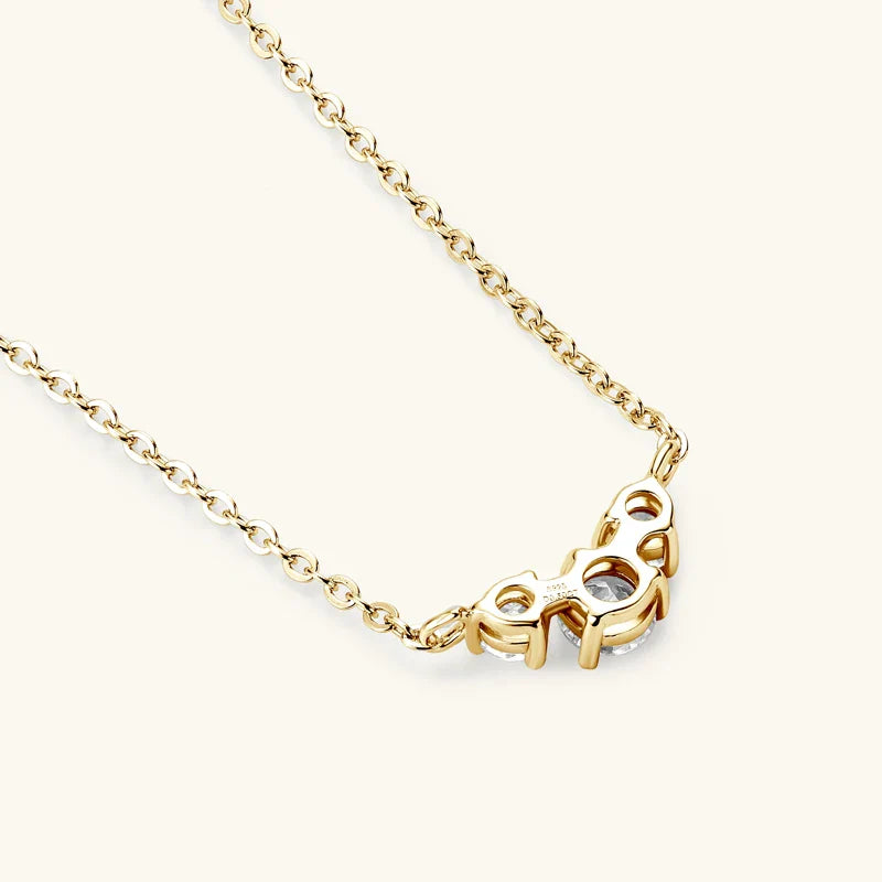 3mm 4mm Moissanite Necklace Collares Mujer 925 Sterling Silver Three Stone Pendant Necklaces For Women Chains Jewelry Gift