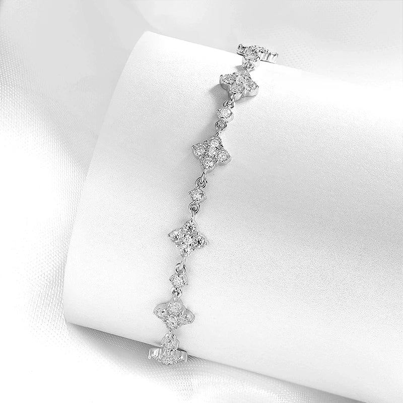 Full Diamond Moissanite Bracelets for Women Sparkling Girls Luxury Chains 100% 925 Sterling Silver Jewelry Plated 14K