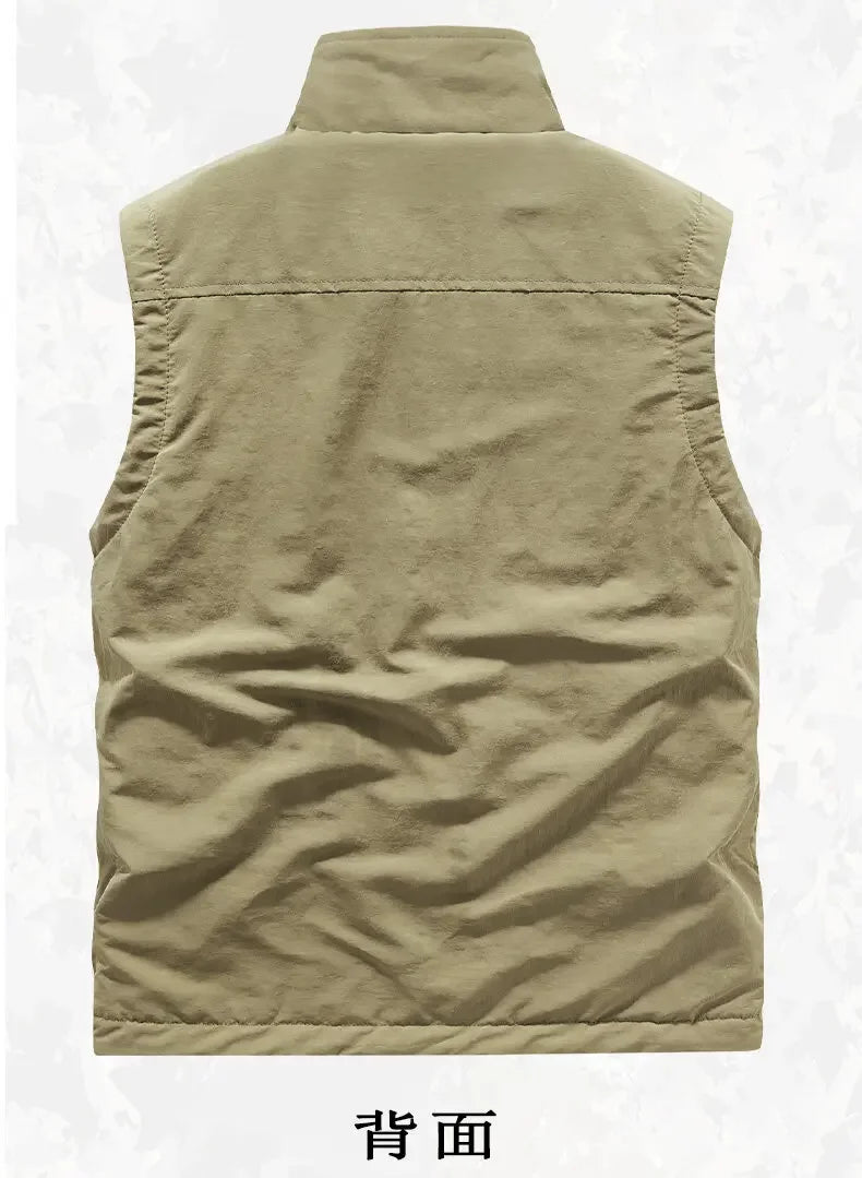 Reversible Sleeveless Jacket Men's Vest Coat Winter Waistcoat Thick Warm Fleece Workwear Tops Cargo Vest Windbreaker New Fashion