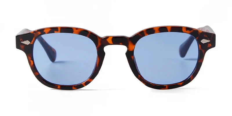 Fashion Transparent Blue Round Sunglasses Women Men 2024 Retro Rivet Tortoise Small Square Sun Glasses UV400 Lunettes De Soleil