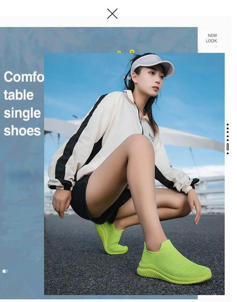 Men Shoes Sneakers Breathable Mesh Slip on Running Shoes Outdoor Non-Slip Couple Jogging Training Hiking Sports Shoes