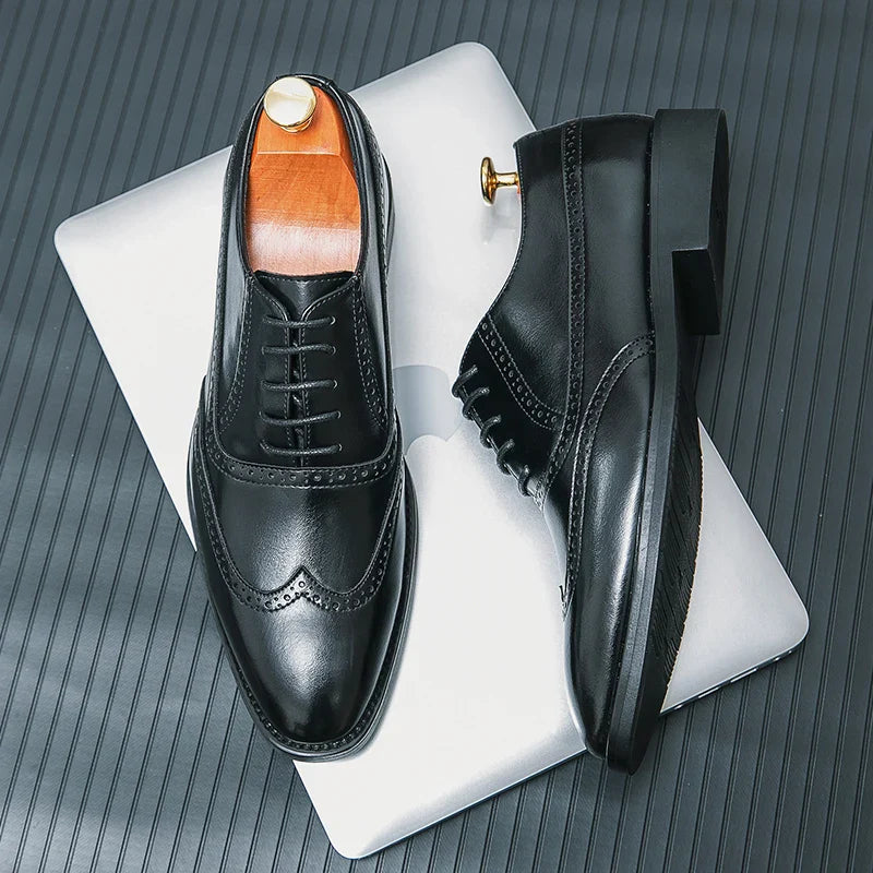 Spring black white leather shoes for men High quality wedding Dress shoes Business office loafers men shoe Luxury designer shoes