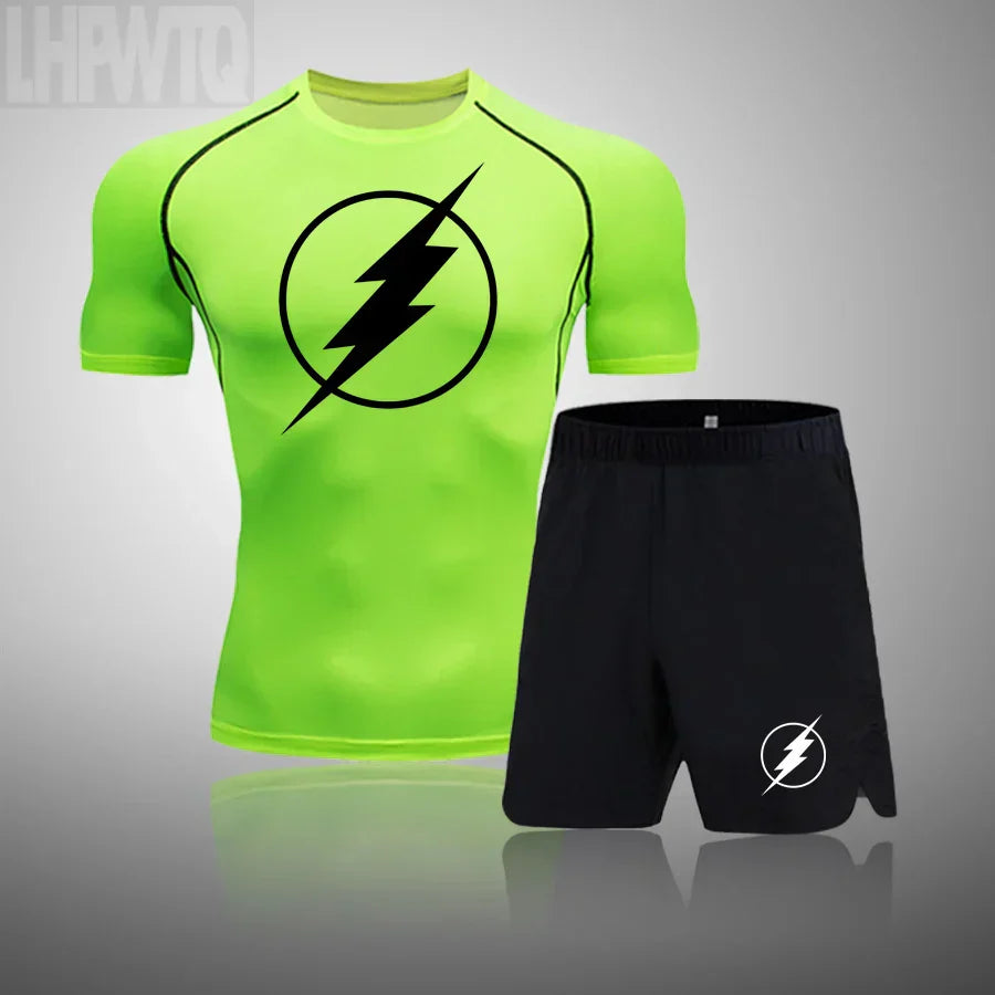 2024 Men's Running Fitness Sportswear Athletic T-Shirt Training Gym Clothes Sports Suits Workout Jogging Rashguard Men's Kit