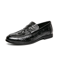2025 new men black slip-on leather shoes, 47 soft non-slip business leather shoes, spring moccasin social flat formal shoes 48