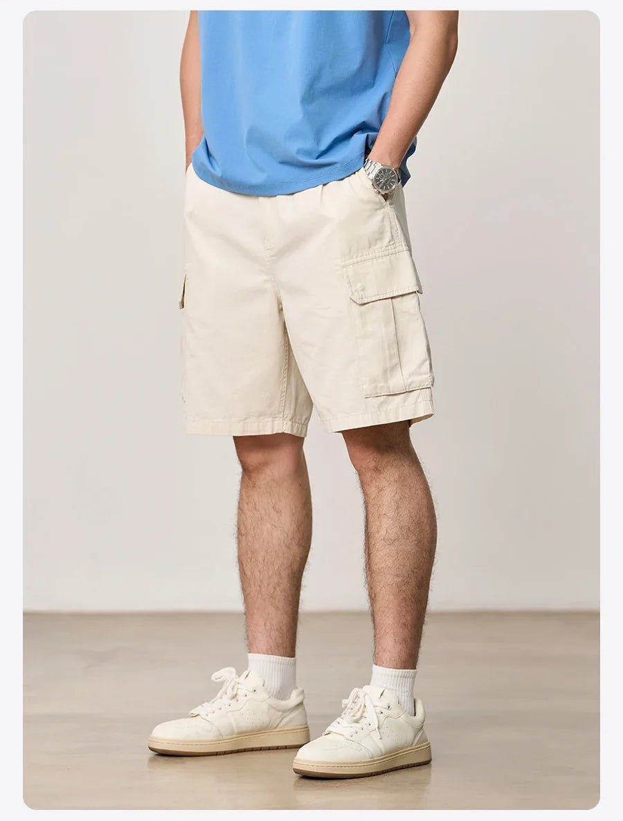 SIMWOOD 2026 Summer New Oversize 215gsm Tencel Lyocell Blend Fabric Cargo Shorts Men Fashion Outdoor Wear