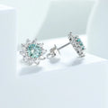 0.5CT 5MM Blue-green Moissanite Sunflower Stud Earrings Colorful Wedding Bride Brilliant Halo 925 Silver Luxury Ear Studs