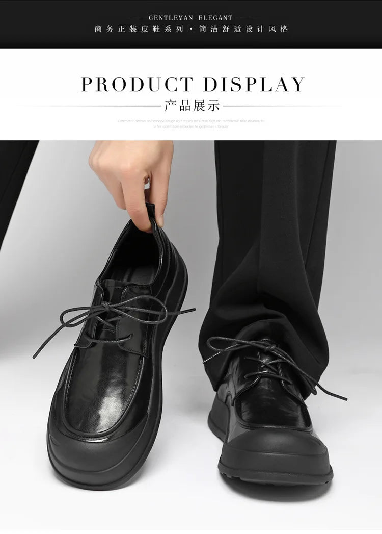 Spring New Designer Business Casual Shoes for Men Black Genuine Leather Shoes Male British Style Soft Sole Fashion Shoe Man
