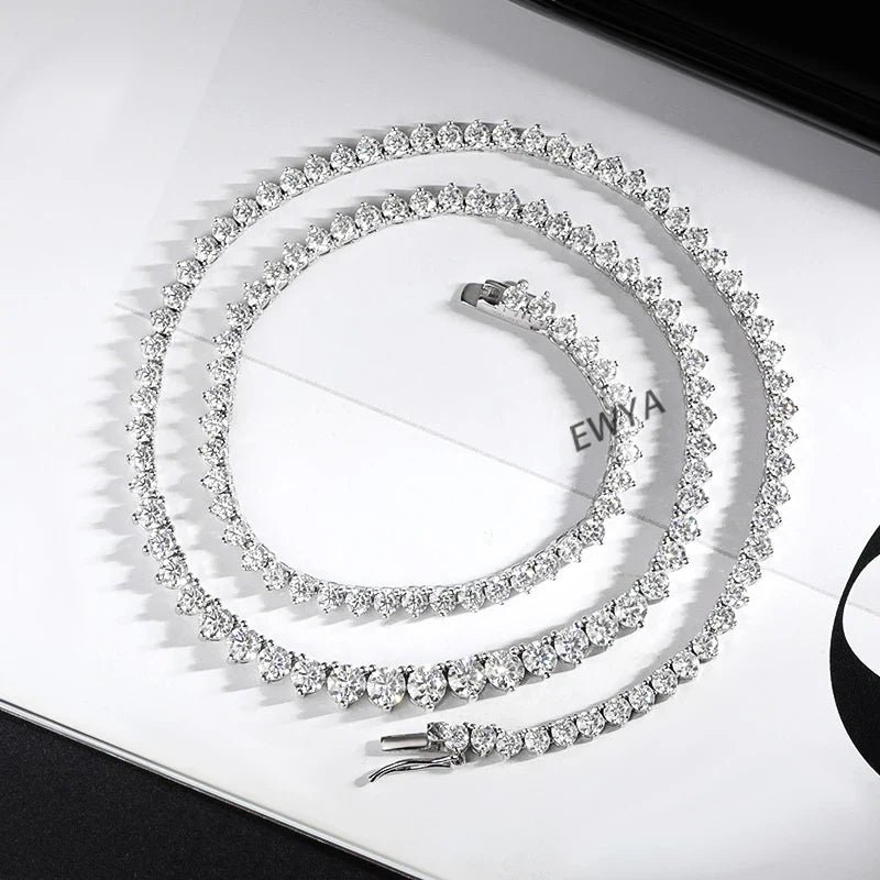 3 Claw 0.4CT 4.5mm Gradient Full D Color Moissanite Diamond Tennis Necklace for Women 925 Silver GRA Certified Neck Chain