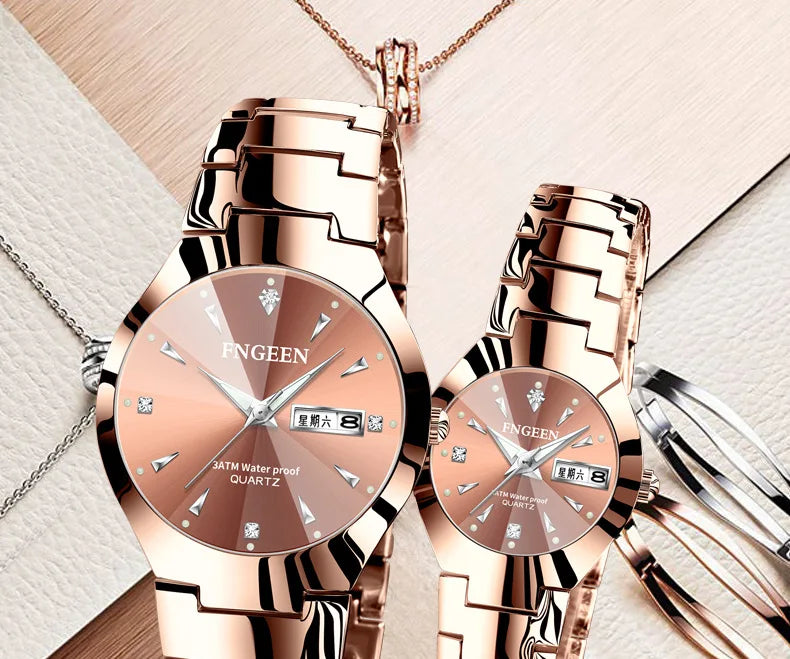 Relogio Feminino Couple Watch Men Quartz watch for Lovers Luxury Womens wristwatch Stainless Steel Waterproof