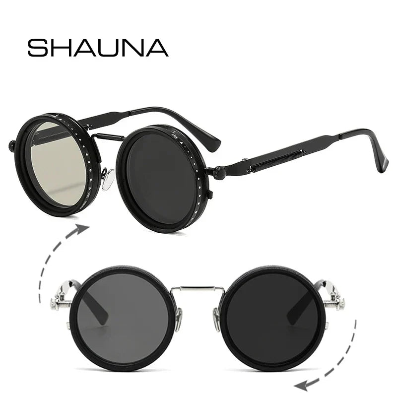 Metal Round Punk ND9-level Adjustable Dimming Sunglasses Women Polarized UV400 Fashion Men Outdoor Sun Glasses
