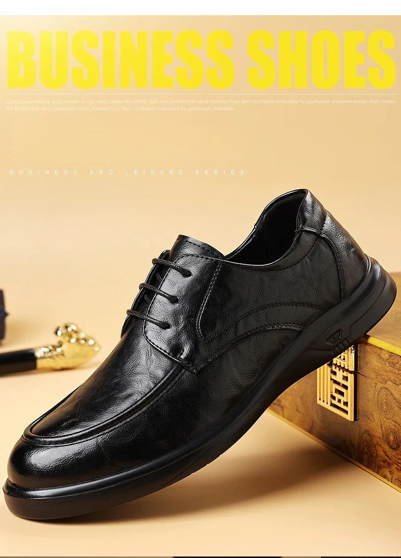 Spring Autumn New Business Casual Shoes for Men Solid Color Fashion Wedding Shoes Male Soft Sole Lace Designer Loafers Man
