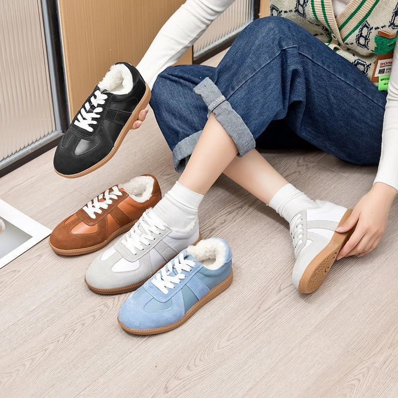 Women's Sneakers 2026 New Genuine Leather Ladies Moral Training Shoes Casual Spring Flat Shoes Women
