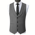Men Vest Black Single Button With Lapel Solid Waistcoat For Wedding Banquet Business Work Office Casual Daily Men Suit Vest