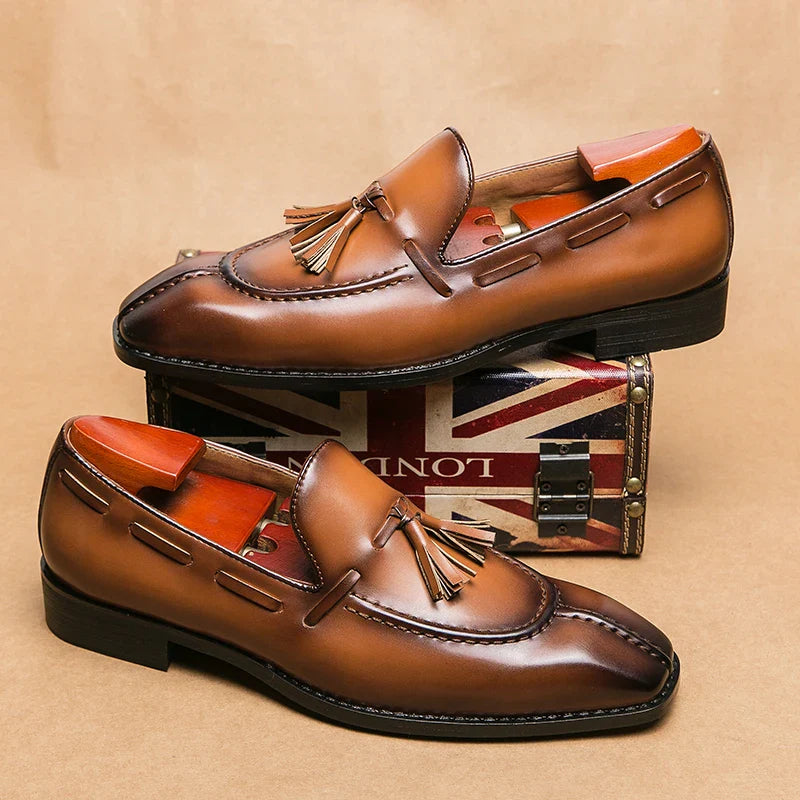 Fashion Shoe Office Shoes for Men Casual Shoes Breathable Leather Loafers Mens Driving Moccasins Comfortable Slip on 2023 Brown