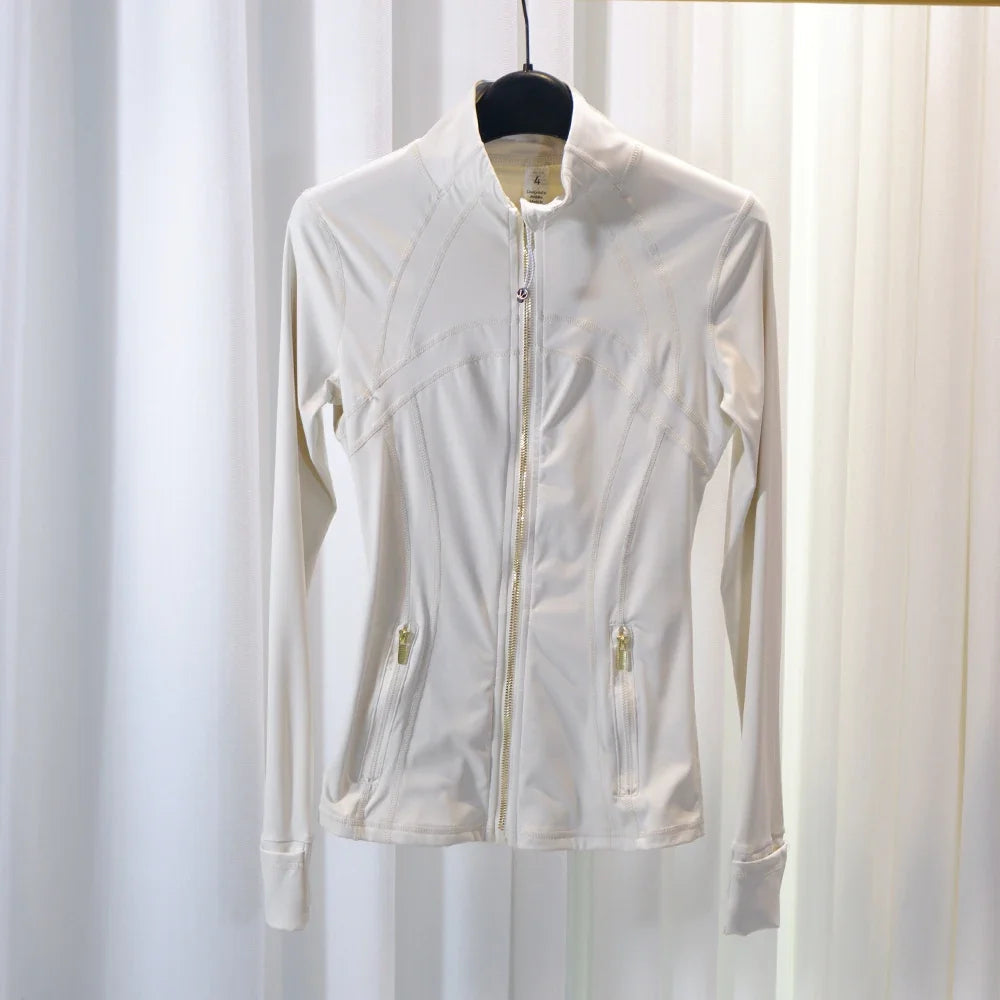 New Version Gold Zipper Slimming Jacket Yoga Stand Collar Coat Slim Fit Quick-Dry Sports Thin Twilight Rose Gold Summer