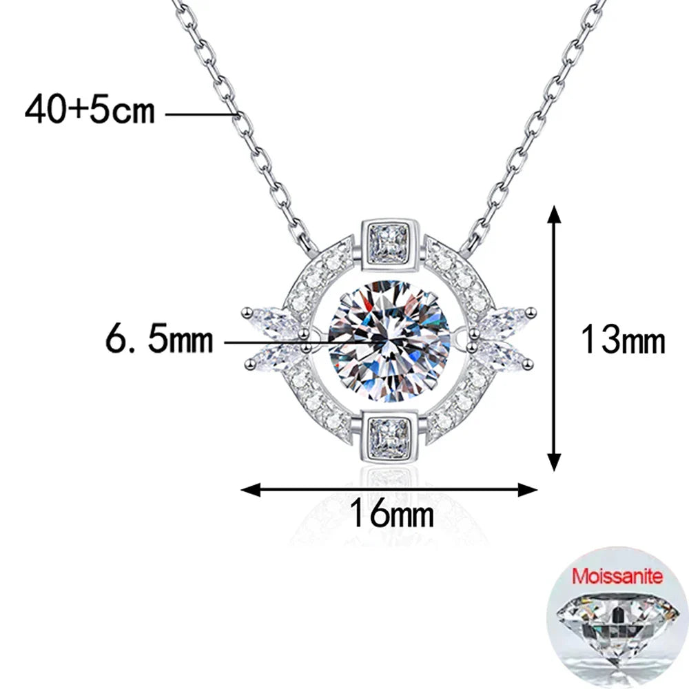 1CT Moissanite Pendant Necklace for Women  Certified 925 Sterling Silver Lab Diamond Neck Chain Party Jewelry Gifts