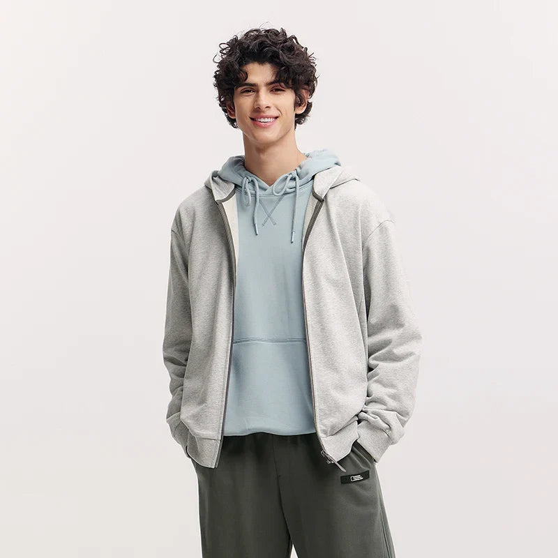 Jacket Men Hooded Cardigan Coat Couple 2025 New Spring Casual Outfit Minimalist and Versatile for Daily Wear