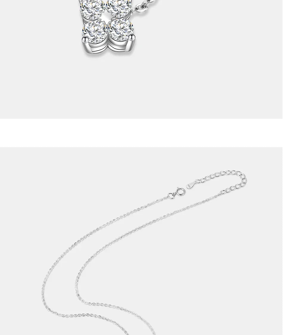 All Moissanite Necklace for Women S925 Pure Silver Classic Clover Laboratory Diamond Pendant Fashion Jewelry