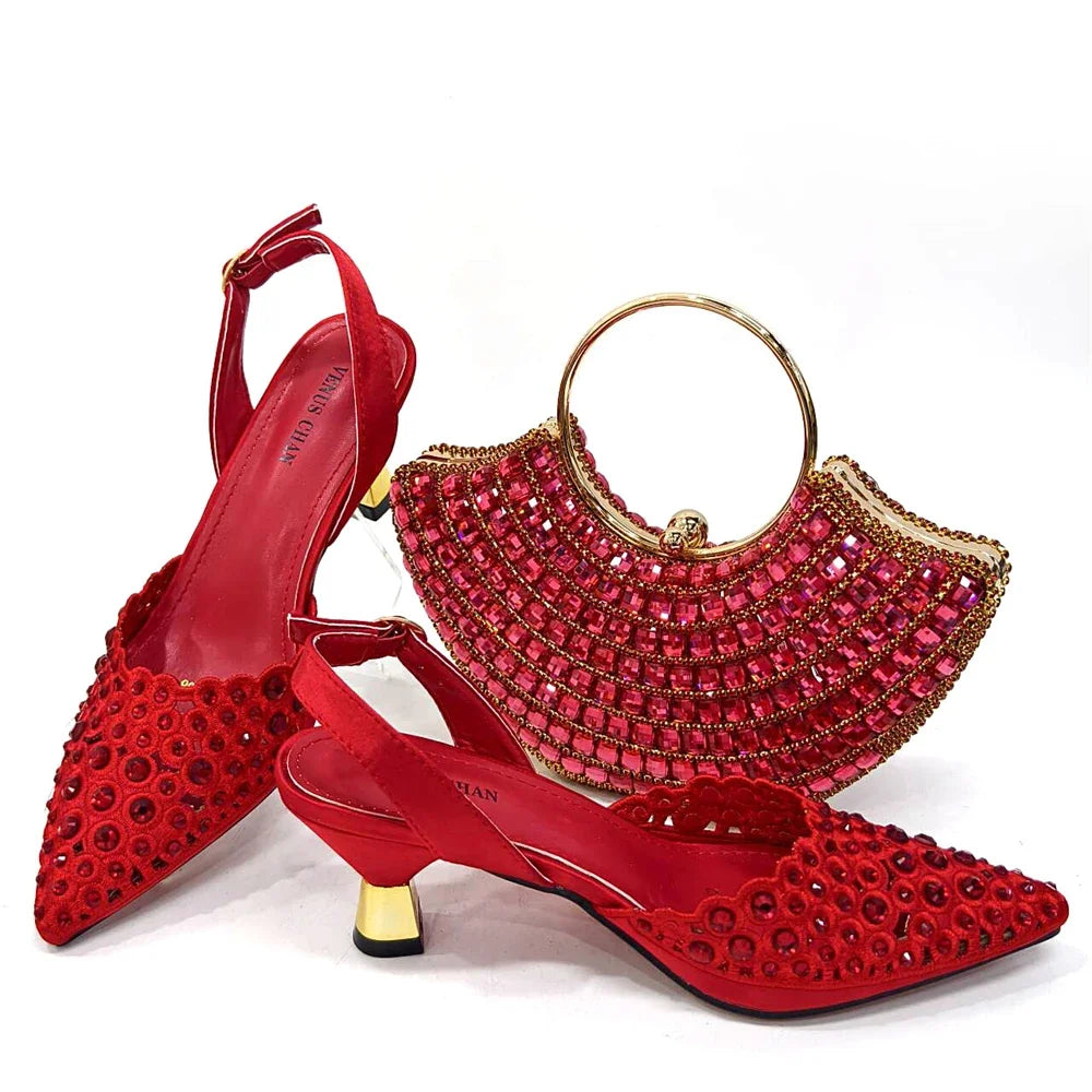 High Heel Gold Color Atmospheric Luxury Pattern With Rhinestones Party Ladies Shoes