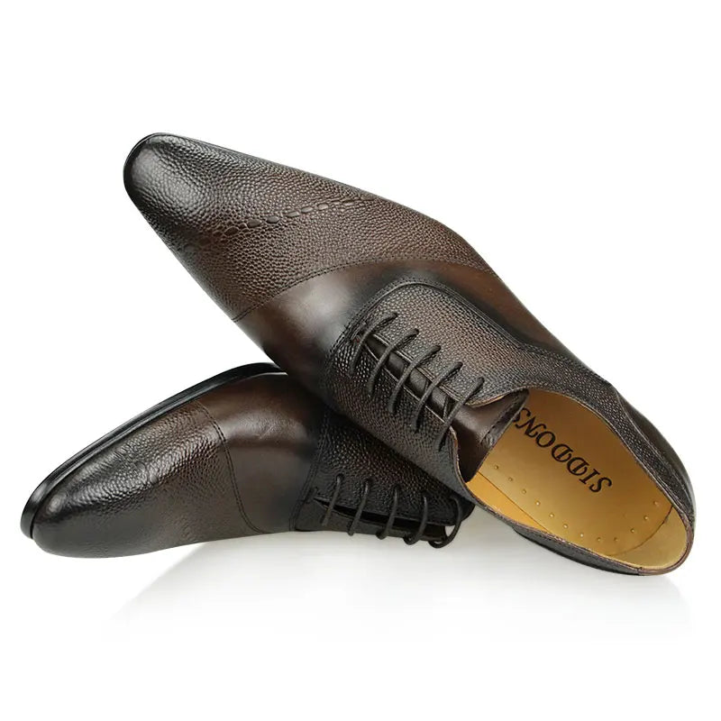 Men's Dress Shoes Formal Cap Toe Oxford Genuine Leather Shoes for Men Comfortable Classic Boot Factory Wholesale Drop Shipping