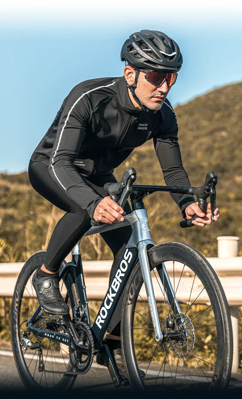 Bicycle Jersey Fall/Winter Fleece Cycling Clothing Thermal Long Sleeve Cycling Clothing Warmer Windproof Sportswear