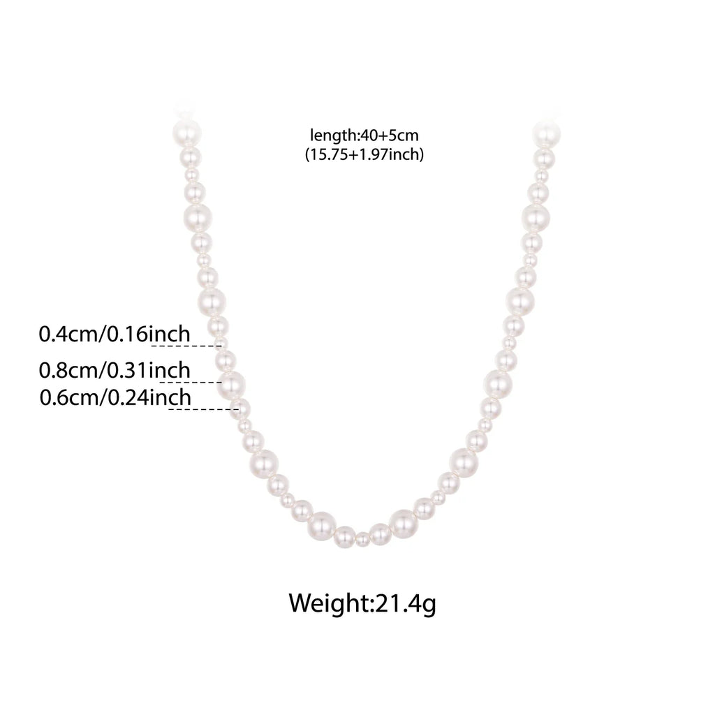 925 Sterling Silver Stackable Full Pearl Necklace Lucky Four-Leaf Clover Beads Strand Necklace for Elegant Women Gift