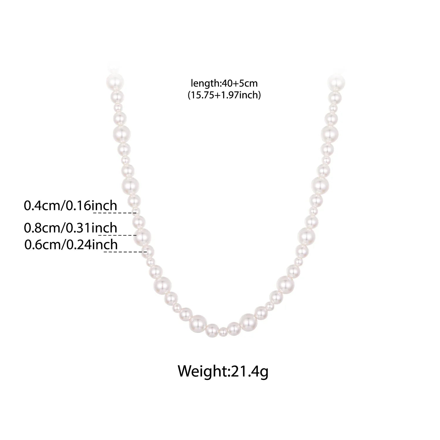 925 Sterling Silver Stackable Full Pearl Necklace Lucky Four-Leaf Clover Beads Strand Necklace for Elegant Women Gift