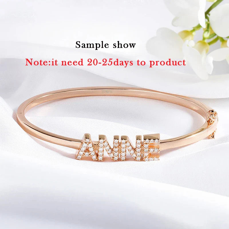 Personalized Name Custom Bracelet Letter Customized products for Women 925 Sterling Silver Jewelry By Shiran Aloni